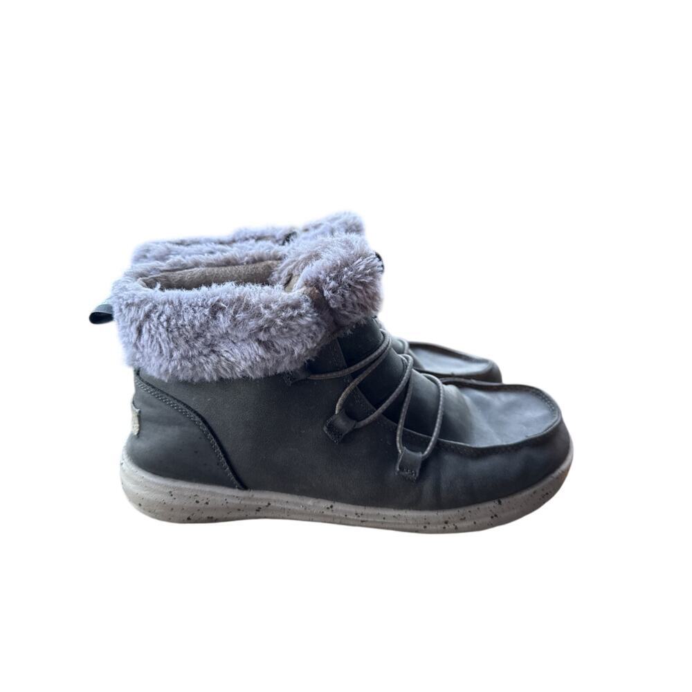 Hey Dude Eloise Boots Bootie Womens Size 8 US 39 EU Grey Shoes Recycled Leather